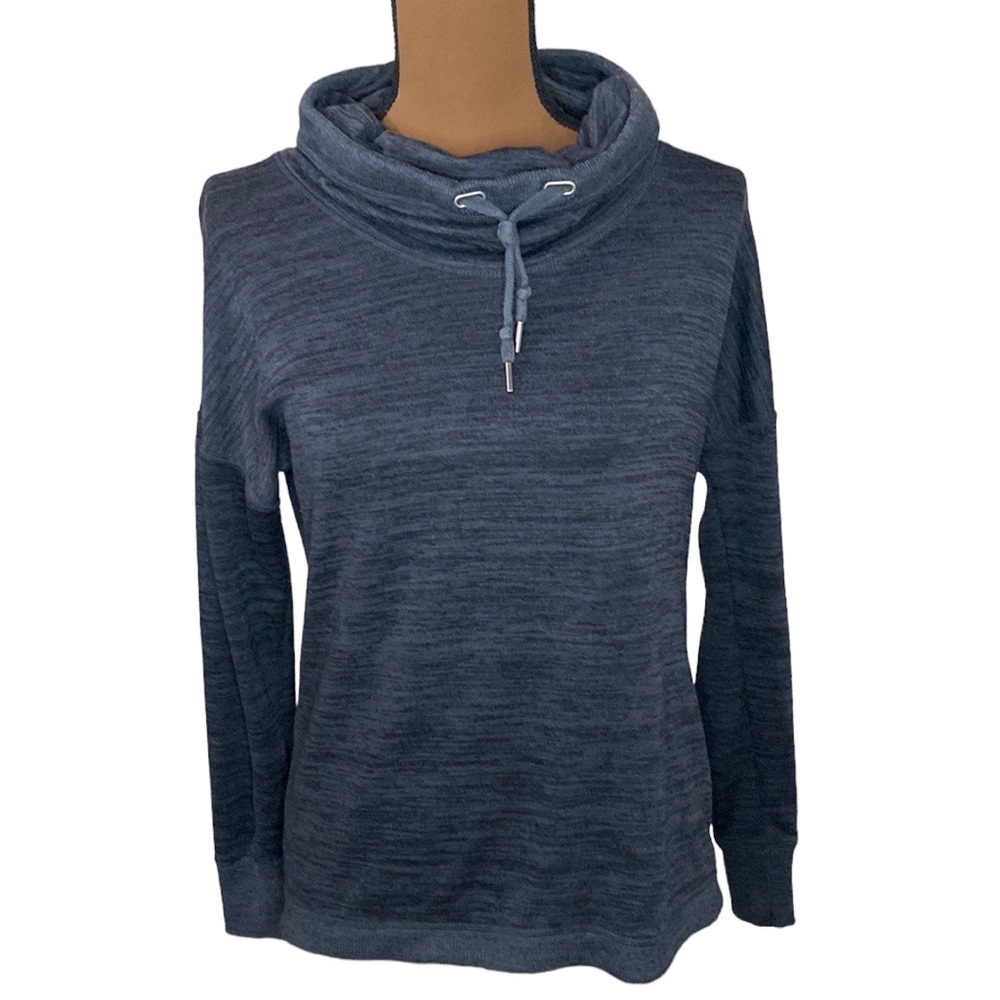 Athleta Blissful charcoal space dye drawstring cowlneck sweatshirt size XS - Picture 2 of 13